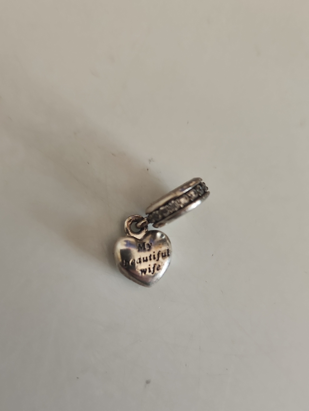 Pandora Silver Heart Charm Pendant "My Beautiful Wife"